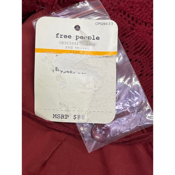 Free People Intimately Red Velvet Lace Halter Mini Dress NWT Size Small - Picture 13 of 13